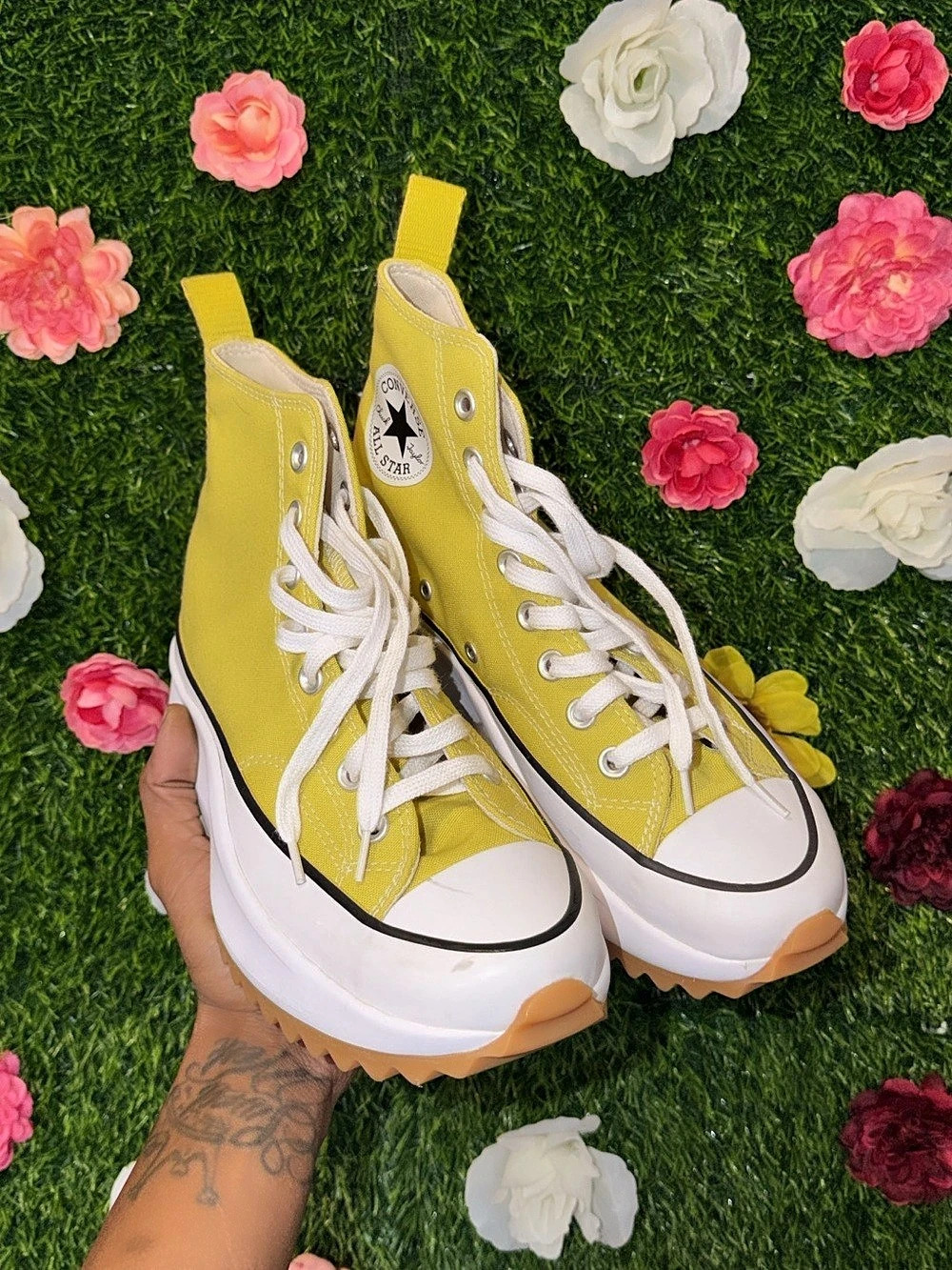 Converse Run Star Hike High Bitter Lemon Yellow & White US 8.5 Like New